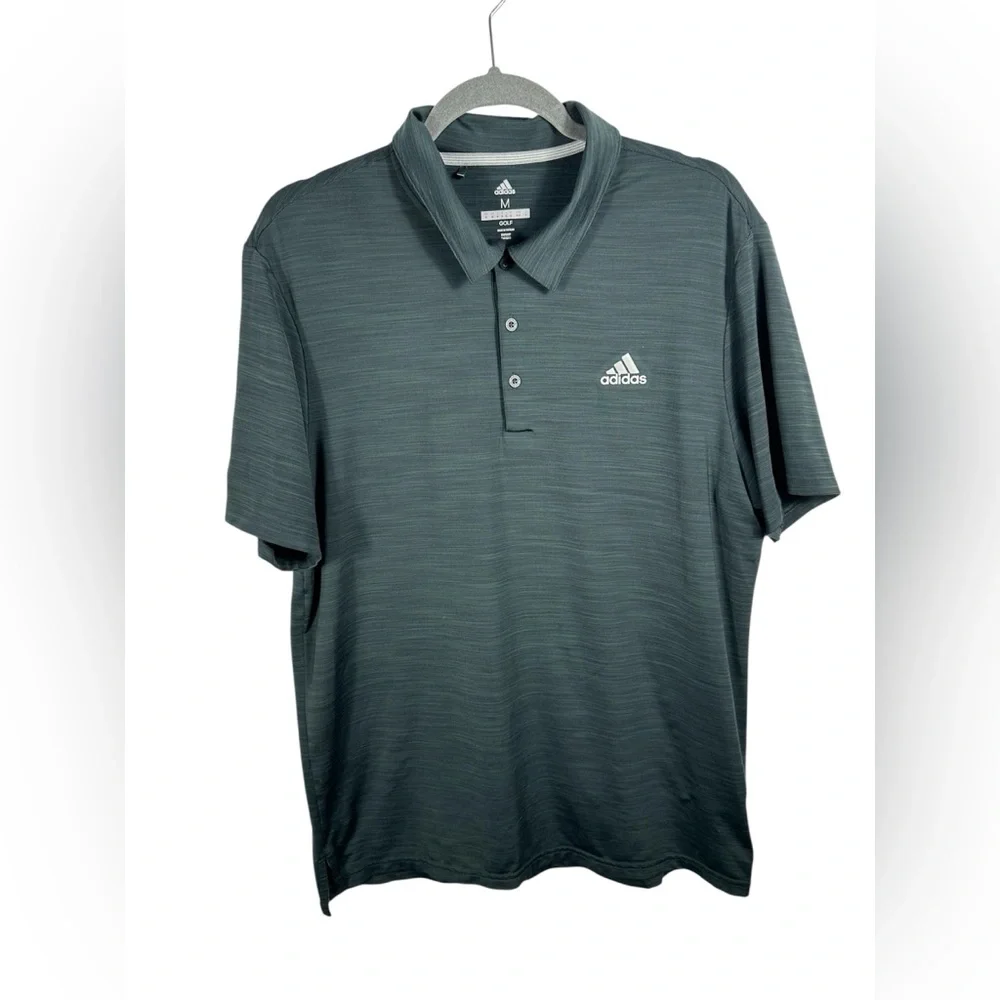 Adidas Golf Polo Shirt Men’s Medium Grey Performance Short Sleeve‎ Athletic